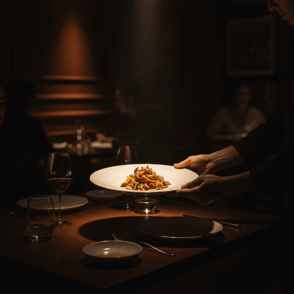 Momento de servicio elegante en el restaurante