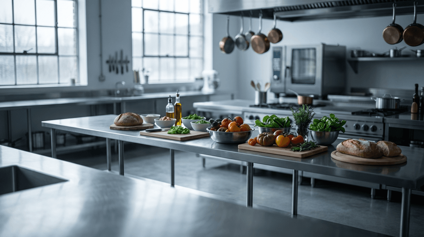 Chef preparando ingredientes en la cocina