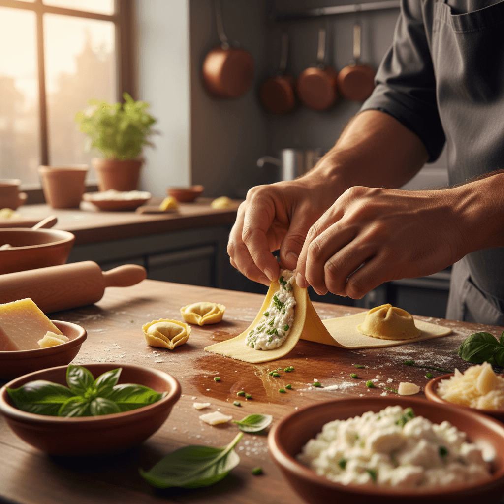 Ravioli casero de ricotta y espinaca